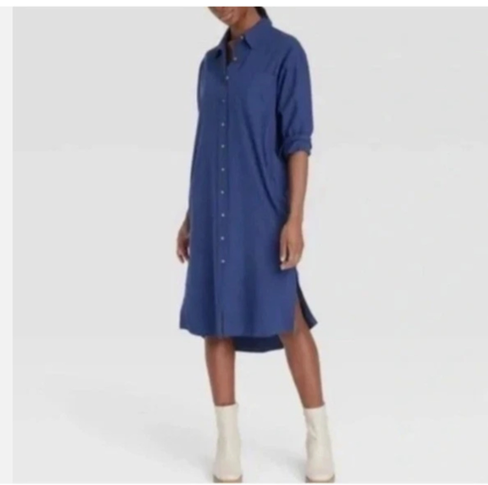 Navy Blue Knee Length Shirt Dress Sz XS NWT Universal Thread